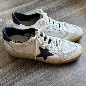 Golden Goose White and Black Star Sneakers